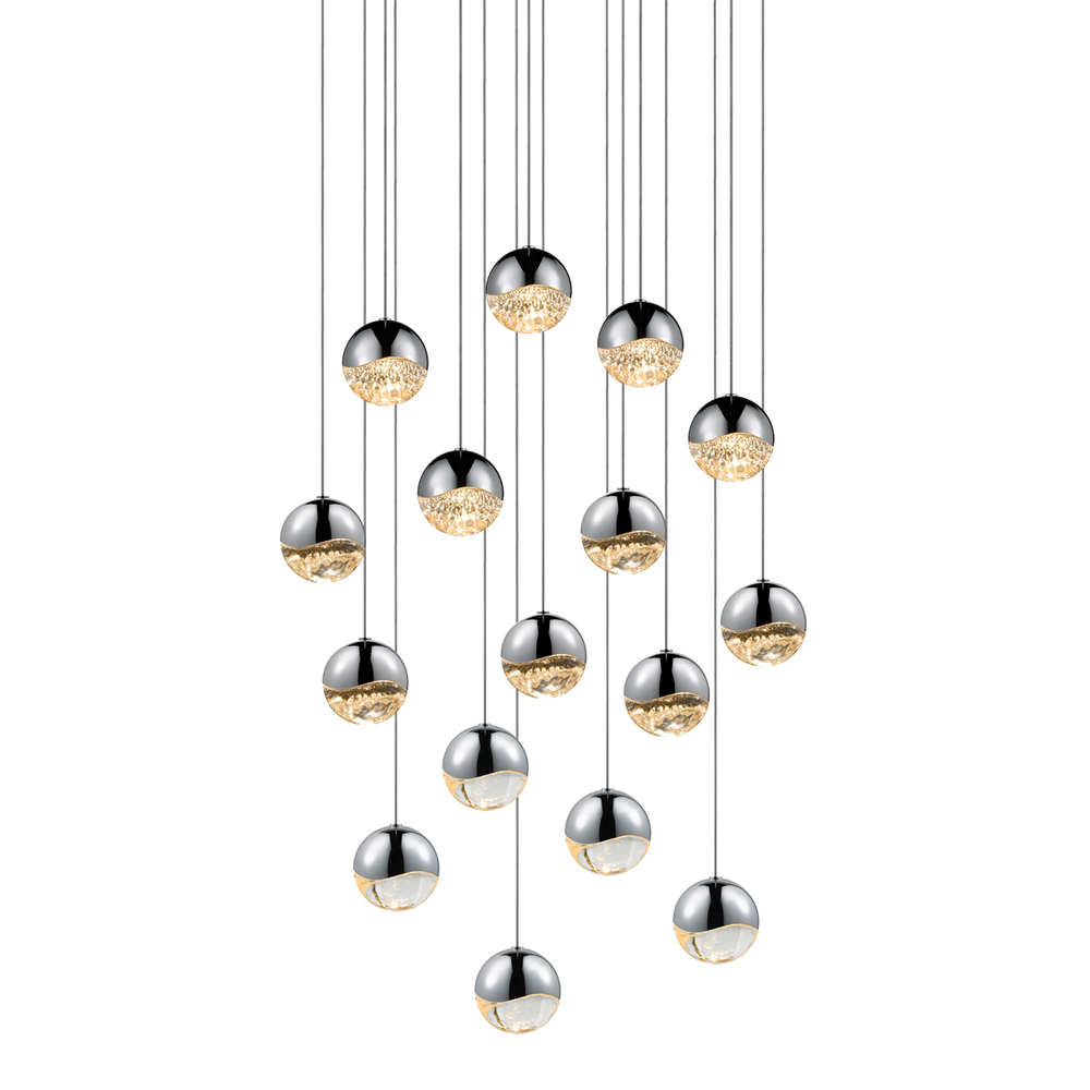 16-Light Square Medium LED Pendant