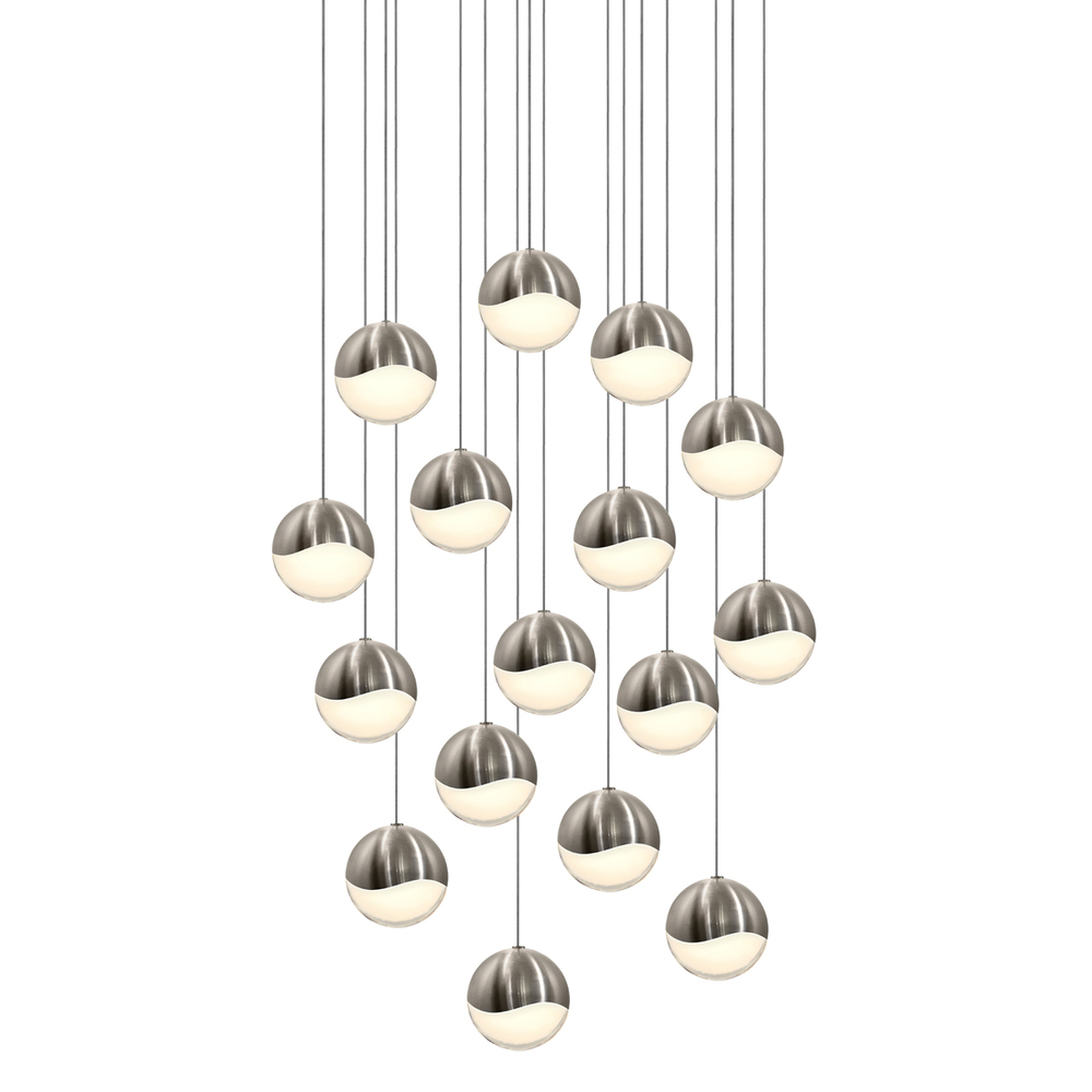 16-Light Square Large LED Pendant