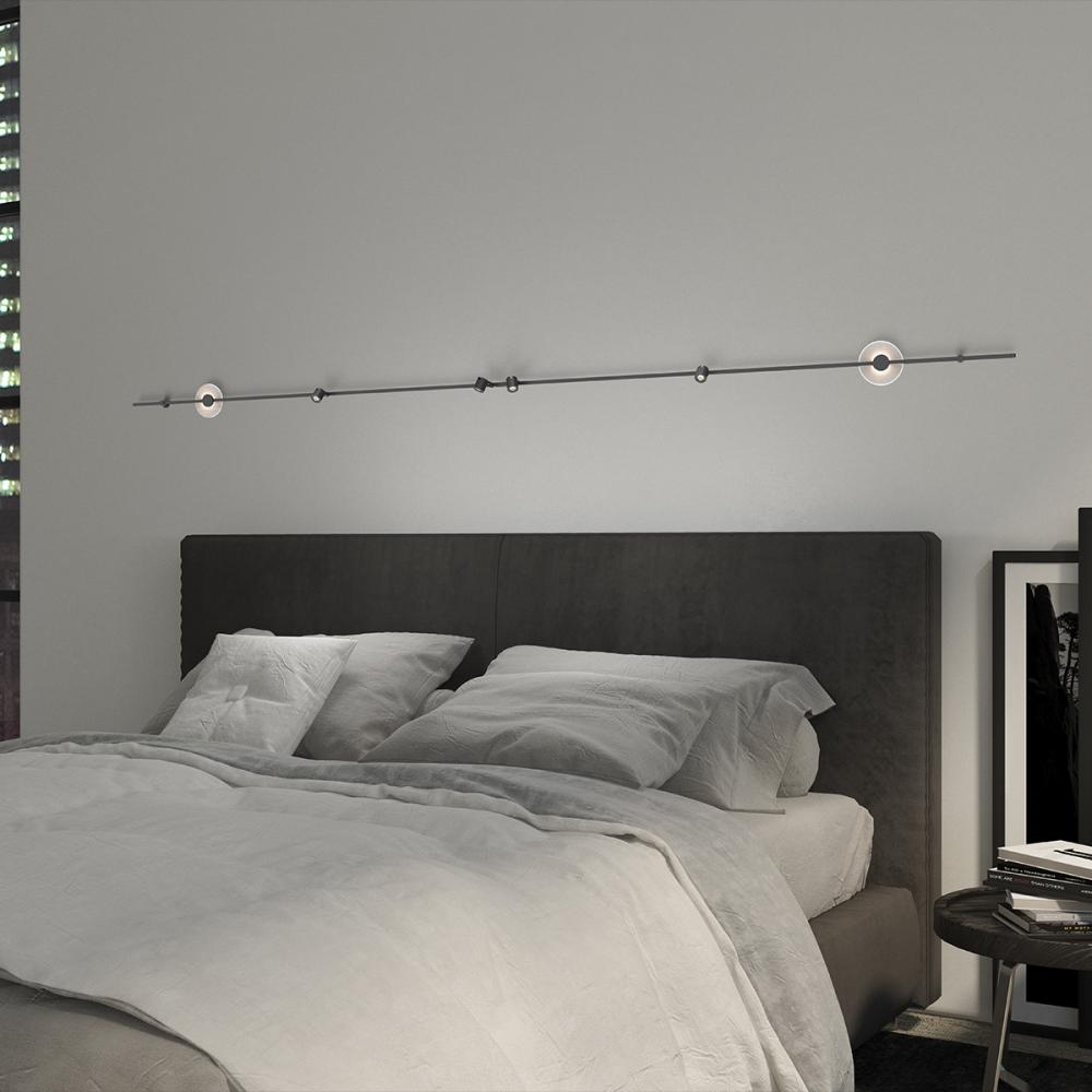 72&#34; 2-Bar Linear Wall-Mounted with Mezzaluna Luminaires + Precise Bar-Mounted Aimable Cylinders
