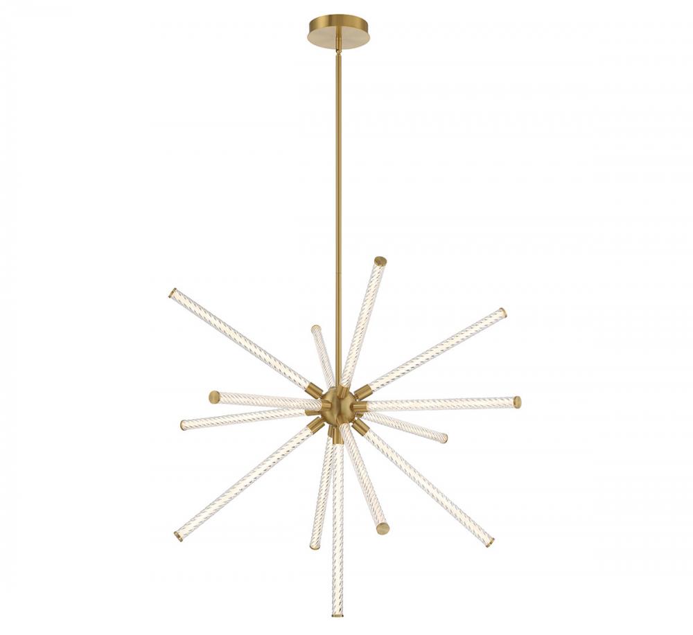 Volterra, Large LED Chandelier, Plated Brushed Gold