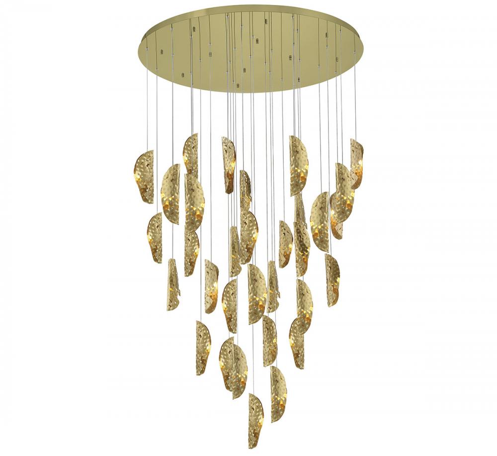 Sorrento, 32 Light round LED Chandelier, Copper, Gold Canopy