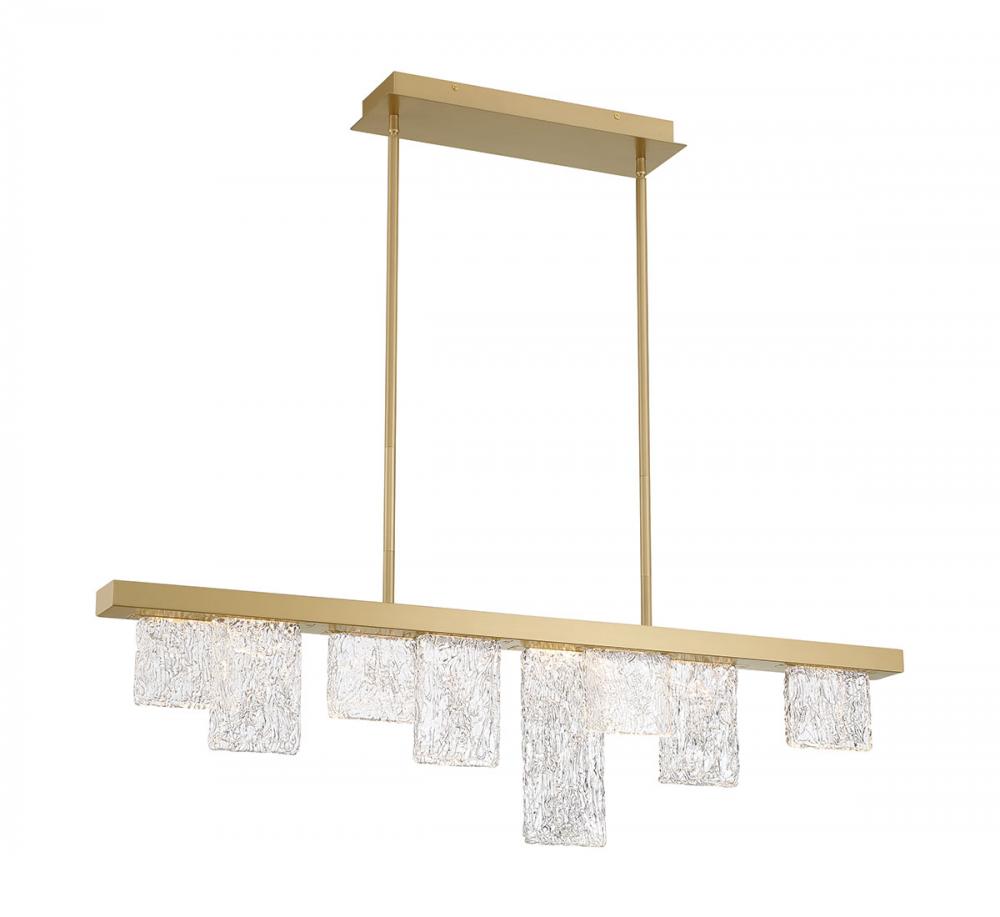 Siena, 8 Light Linear Chandelier, Brushed Gold