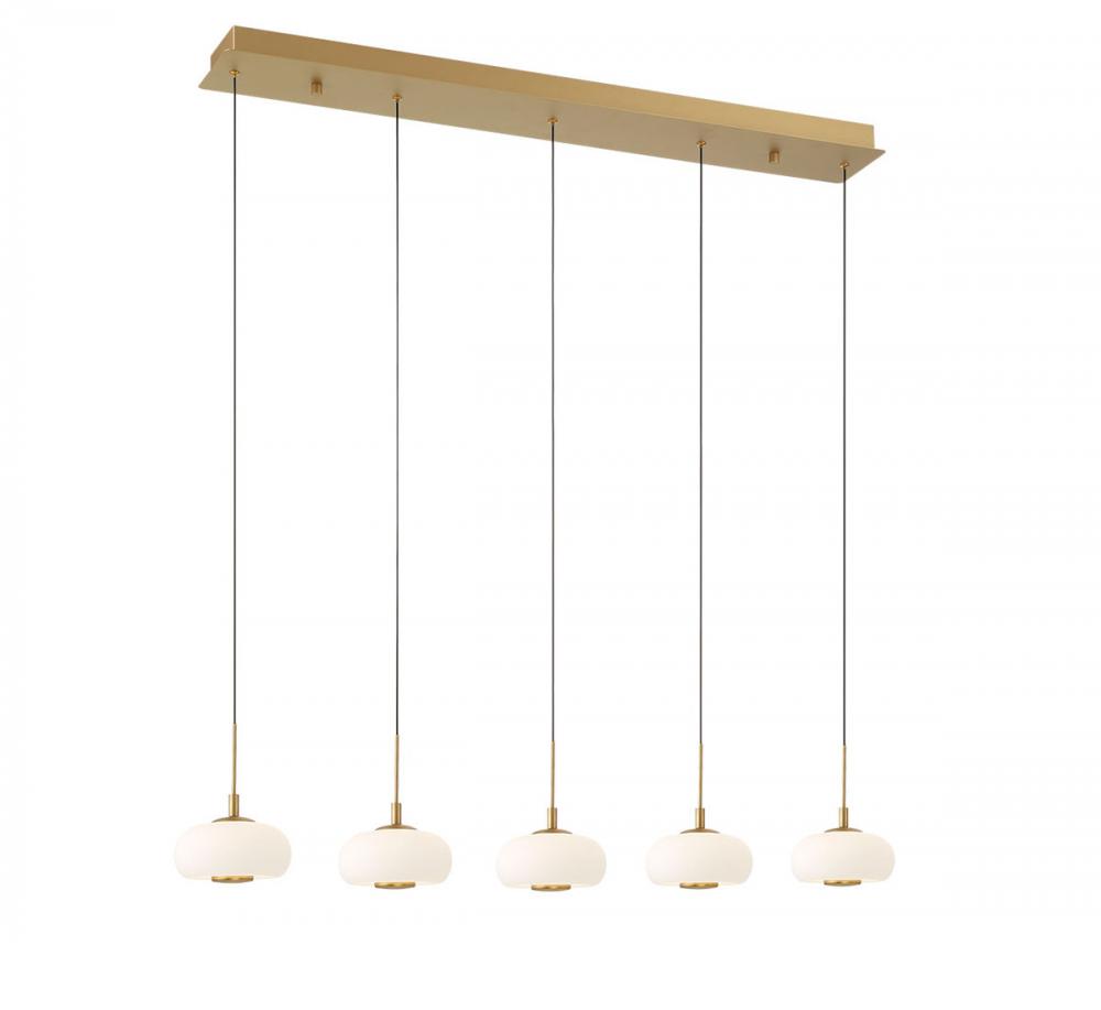 Adelfia, 5 Light Linear LED Chandelier, Painted Antique Brass