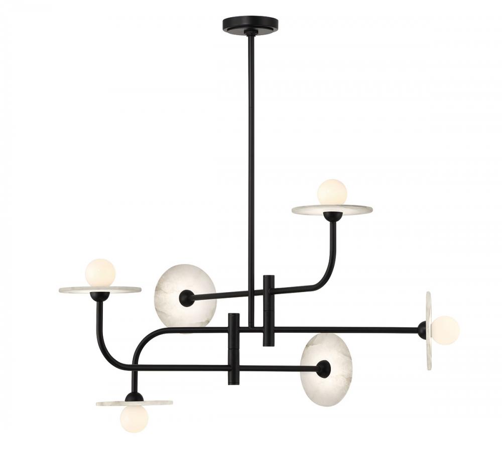 Teramo, 6 Light LED Chandelier, Matte Black