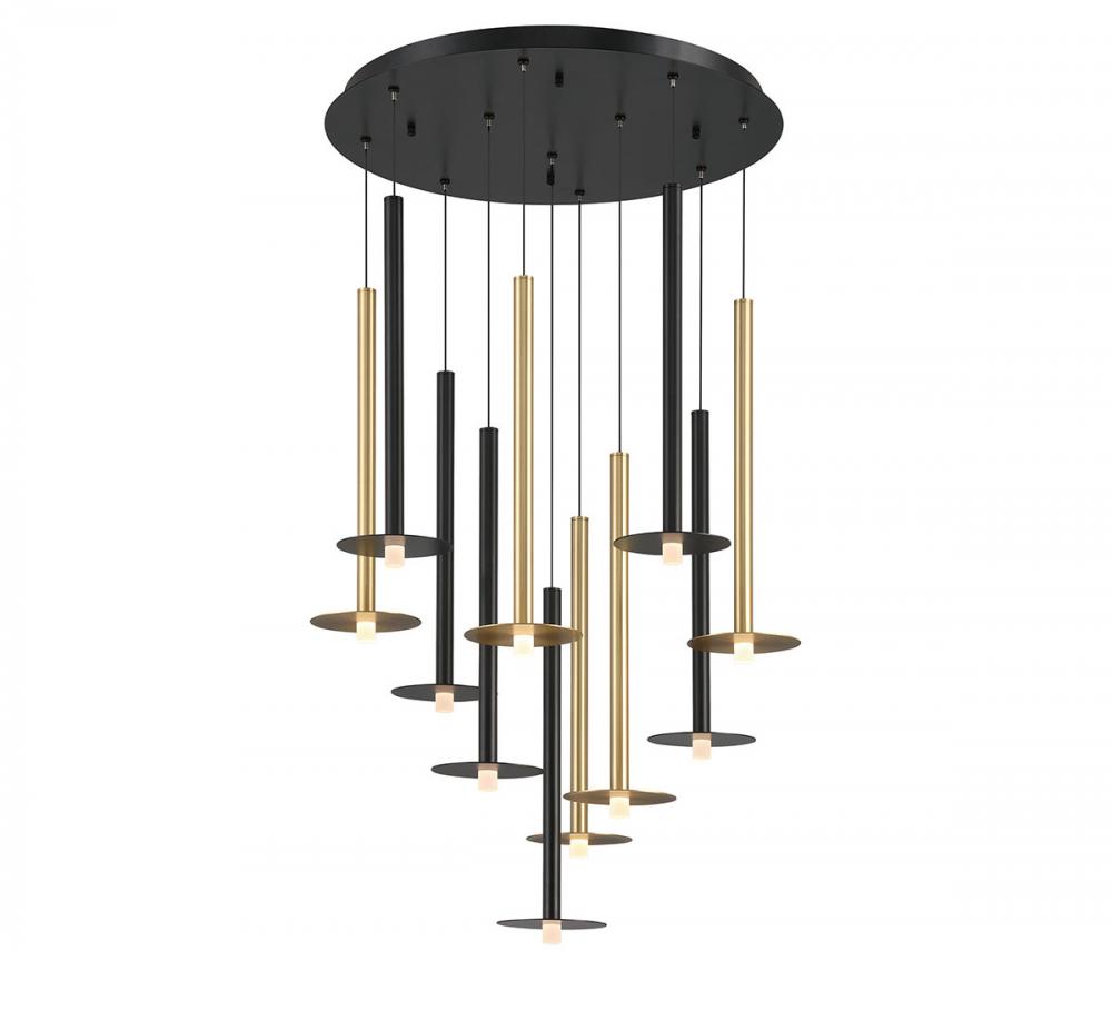 Piatto, 11 Light Round LED Chandelier, Mixed