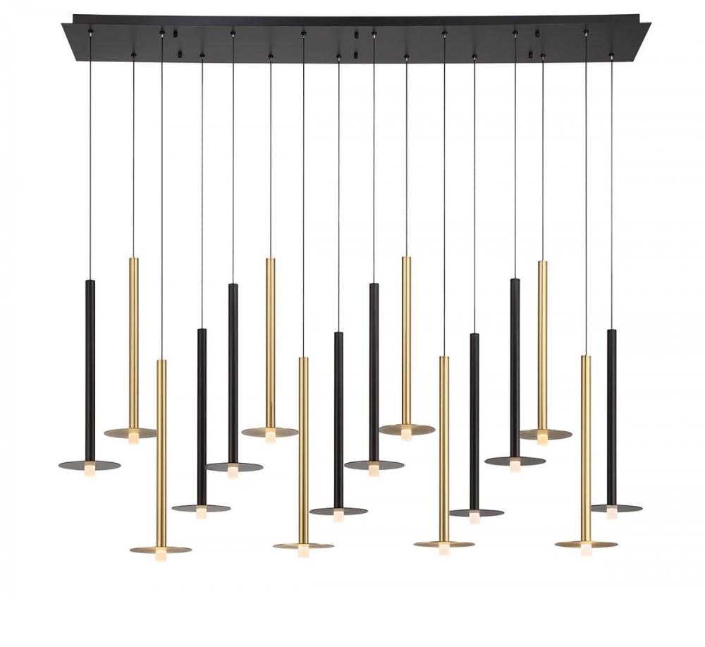 Piatto, 16 Light Linear LED Chandelier, Mixed