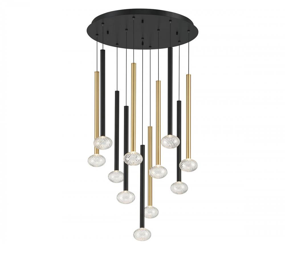 Soffio, 11 Light Round LED Chandelier, Mixed