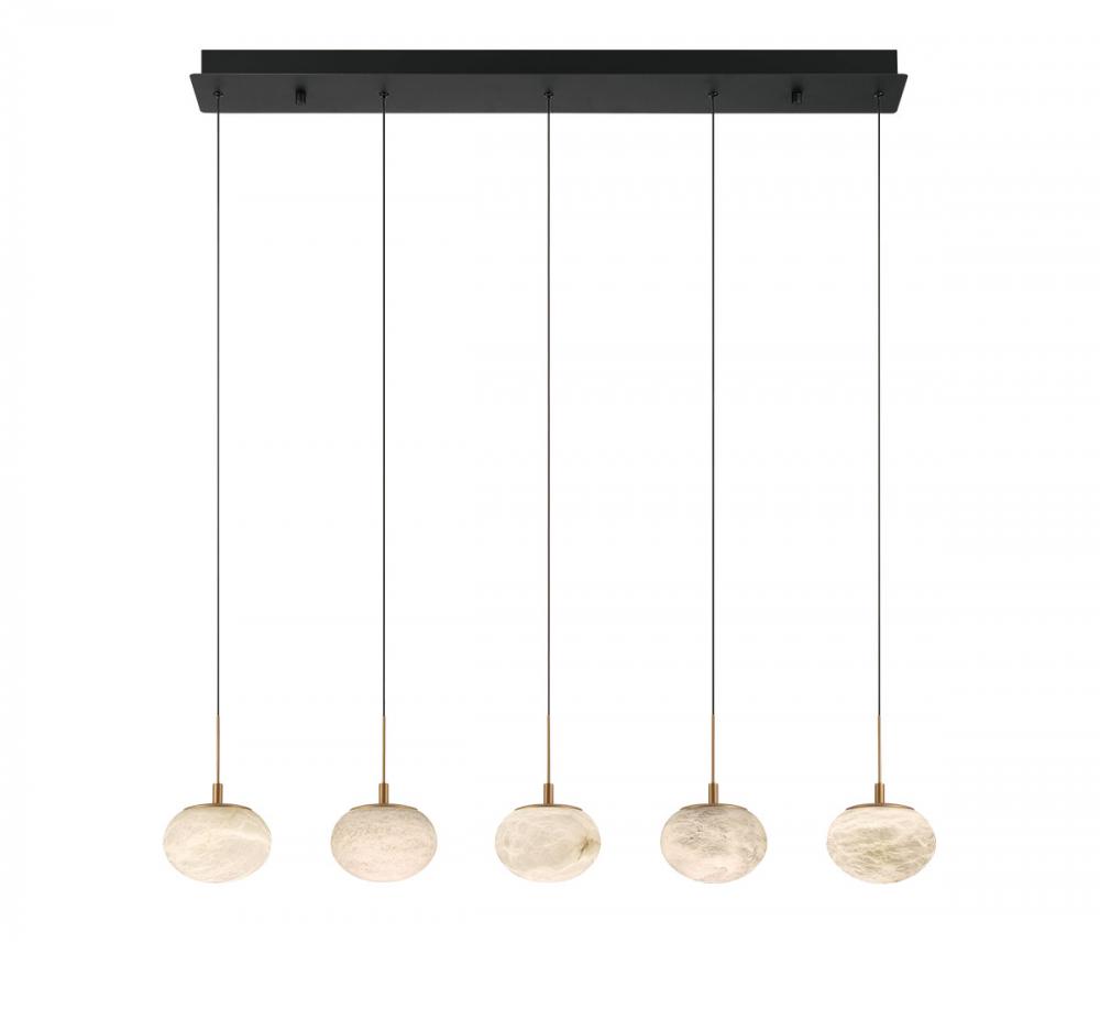 Calcolo, 5 Light Linear LED Chandelier, Matte Black