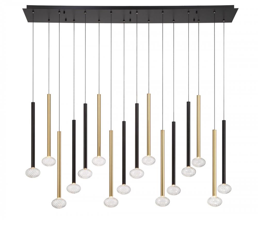 Soffio, 16 Light Linear LED Chandelier, Mixed