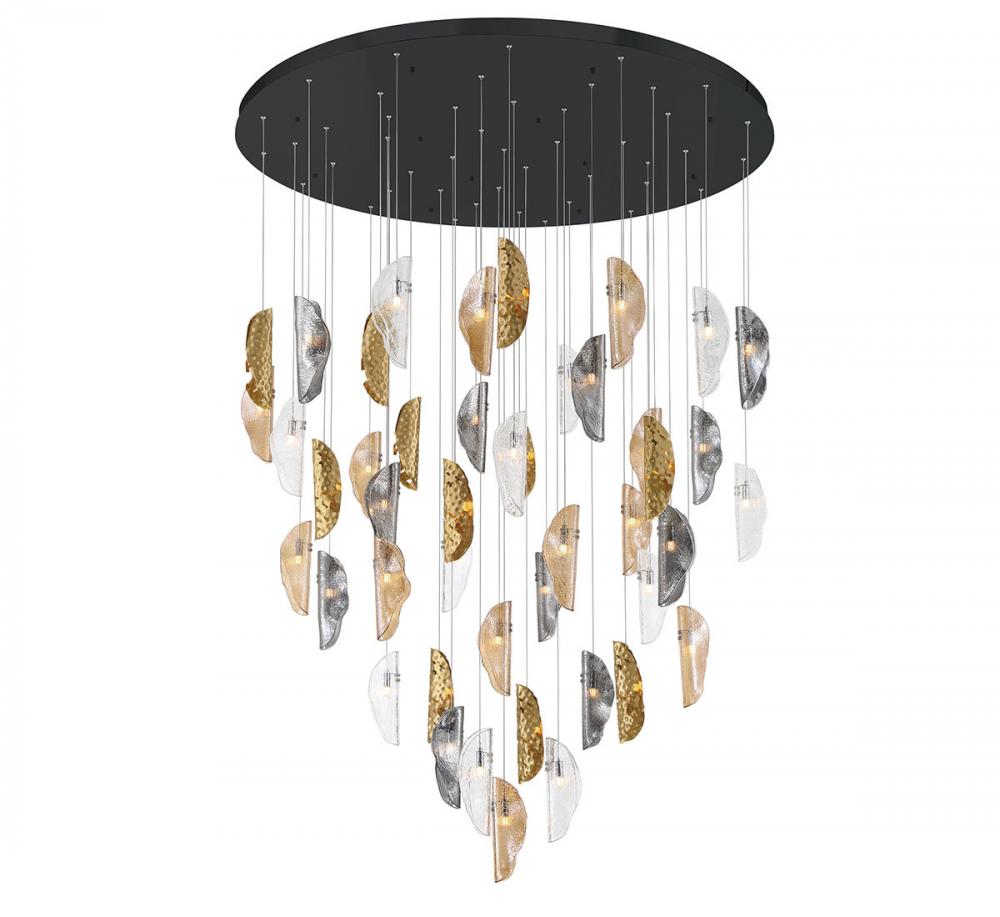 Sorrento, 45 Light LED Grand Chandelier, Mixed With Copper Leaf, Black Canopy