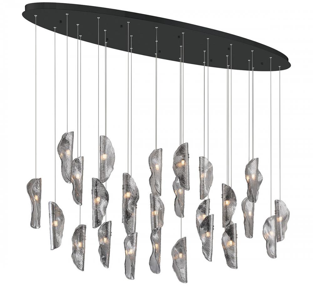 Sorrento, 28 Light Oval LED Chandelier, Smoke, Black Canopy