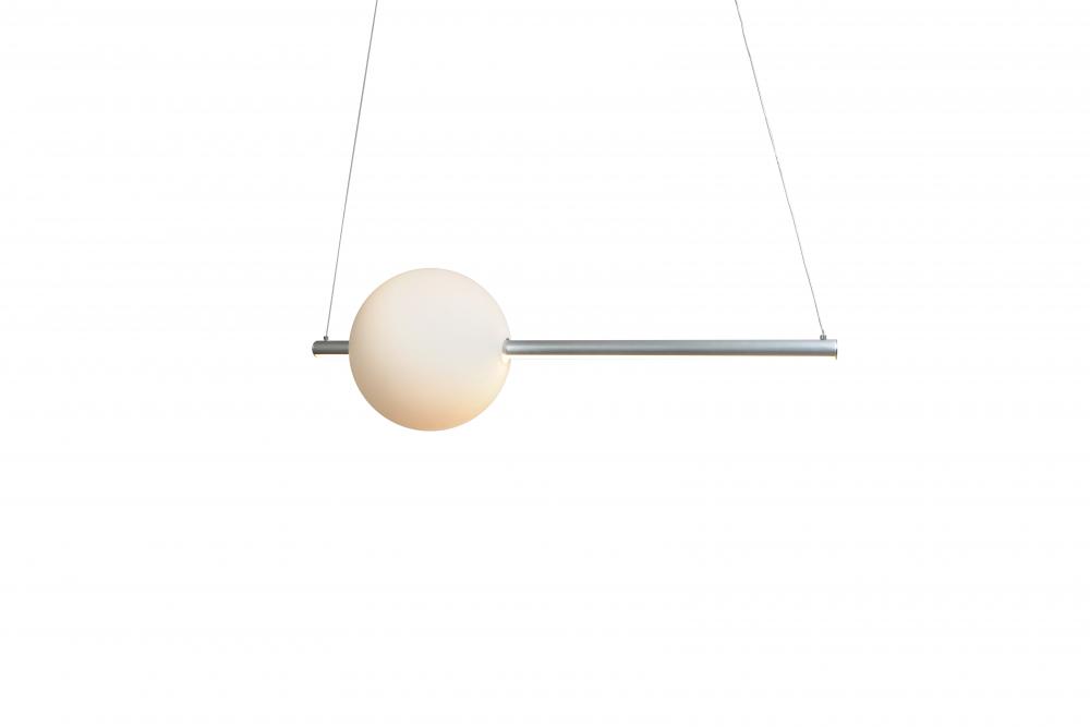 Linear Bar Pendant with Up-Down Illumination with Opal Glass Orb