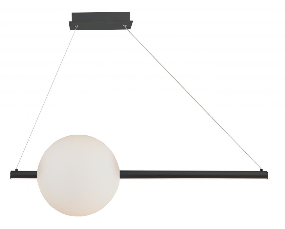 Linear Bar Pendant with Up-Down Illumination with Opal Glass Orb