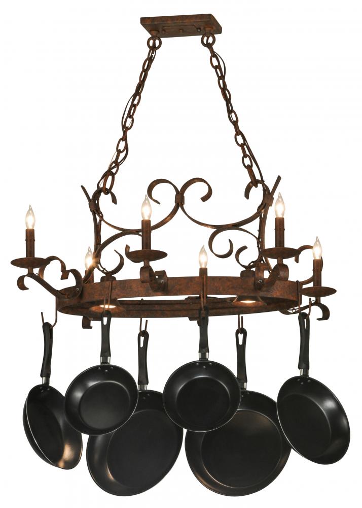 36&#34; Long Handforged Oval 6 Light Pot Rack