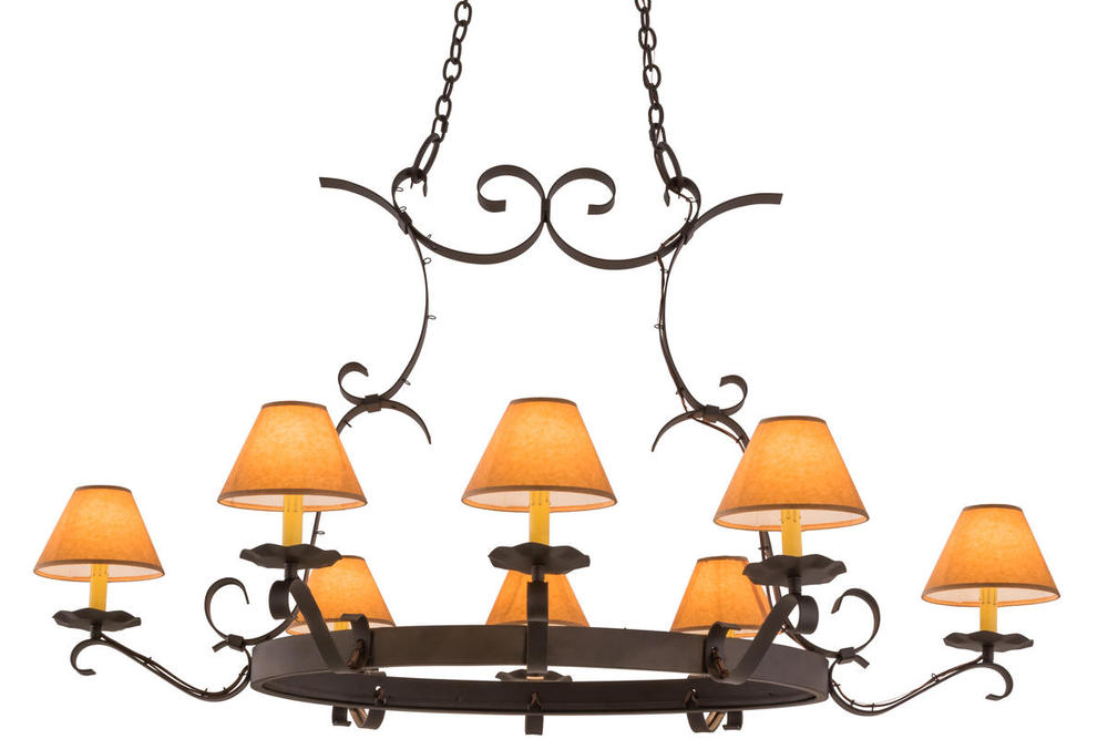 53&#34; Long Handforged 8 Light Oblong Chandelier