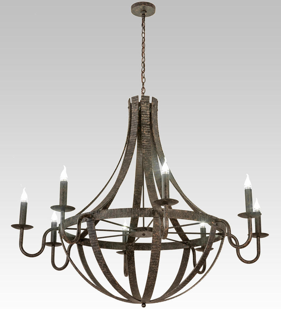 60&#34; Wide Barrel Stave Metallo 8 Light Chandelier