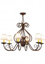 2nd Avenue Designs Blue 149663 - 36"W Jenna 6 LT W/Fabric Shades Chandelier