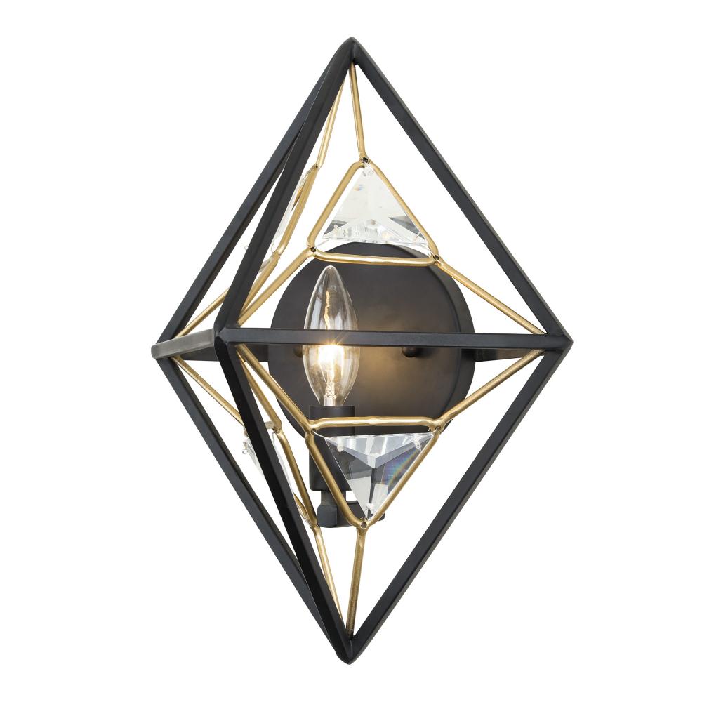Marcia 1-Lt Wall Sconce - Matte Black/French Gold