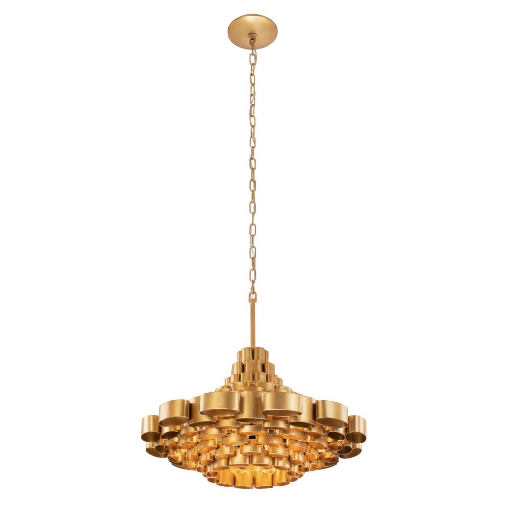 Totally Tubular 6-Lt Pendant - Antique Gold/Carbon Black