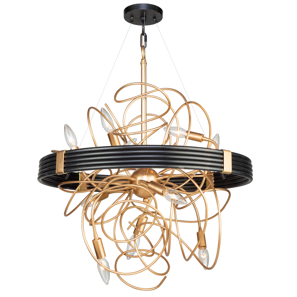 Galaxy 10 Light Chandelier ((Black & Brass)