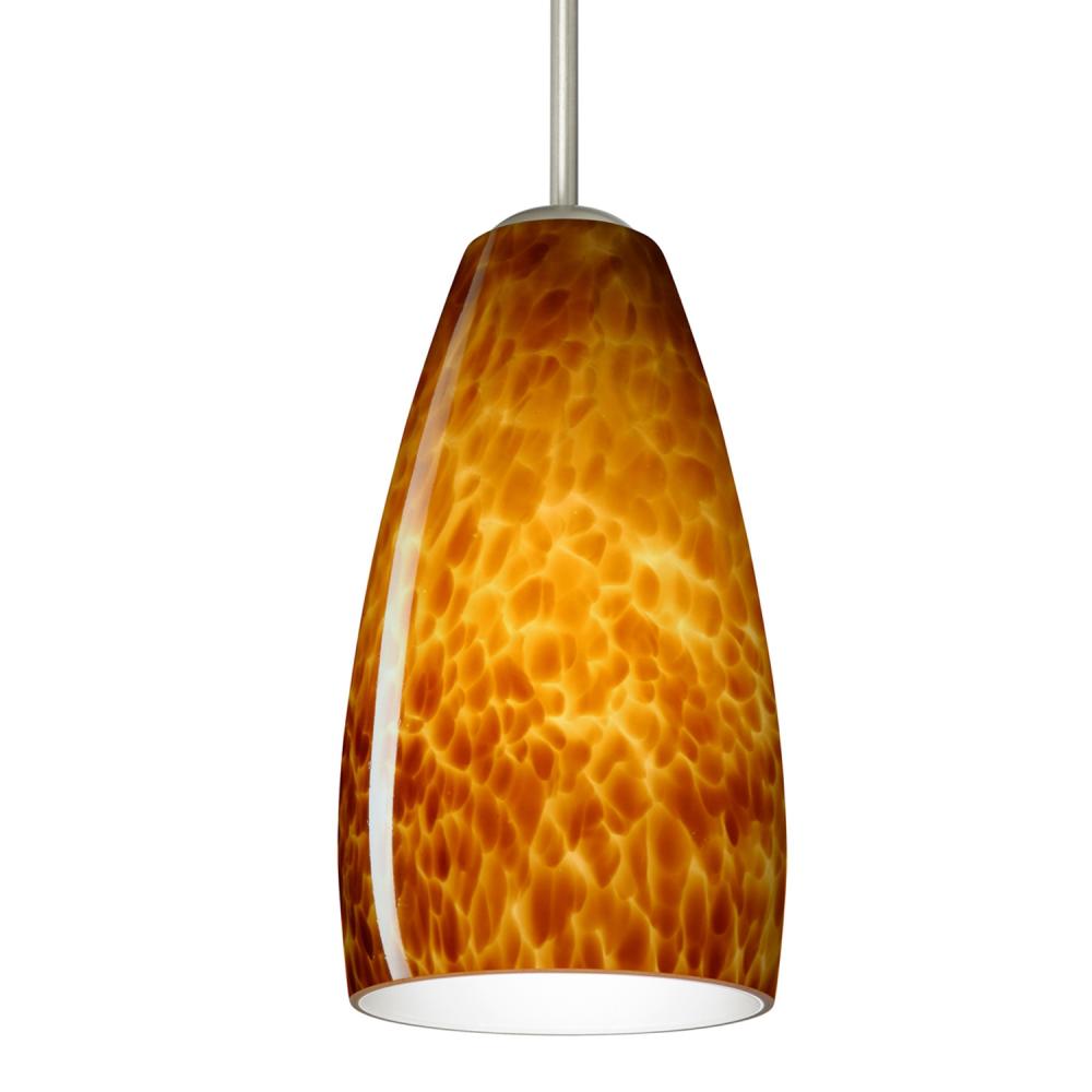 Besa Chrissy Pendant Satin Nickel Amber Cloud 1x9W LED, 15Ft. Cord