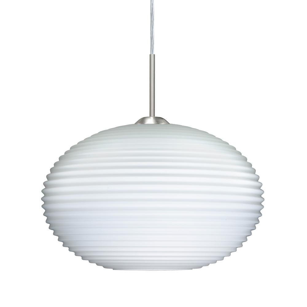 Besa Pendant Pape 10 Satin Nickel Opal Ribbed 1x75W Medium Base, 15Ft. Cord