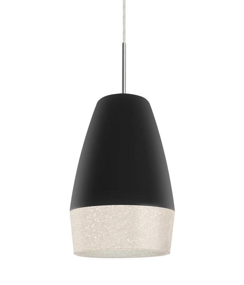 Besa, Abu 12 Cord Pendant, Black/Glitter, Satin Nickel Finish, 1x9W LED