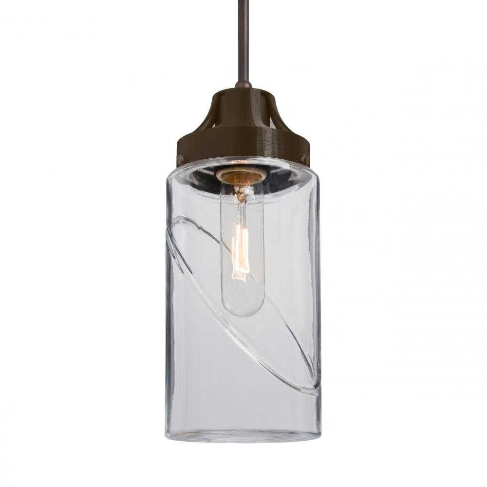 Besa, Blink Cord Pendant, Clear, Bronze Finish, 1x60W Medium Base, 15Ft. Cord