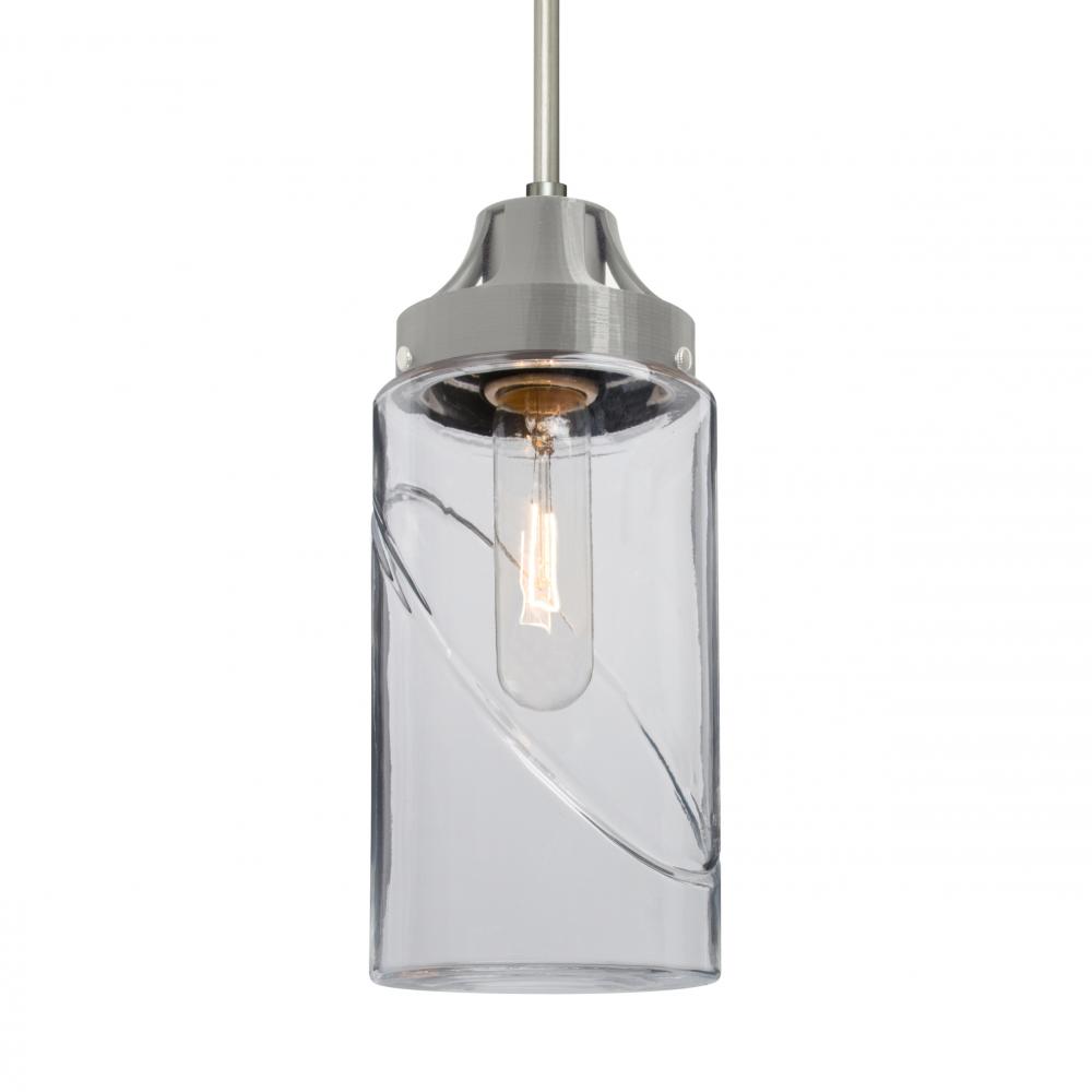 Besa, Blink Cord Pendant, Clear, Satin Nickel Finish, 1x60W Medium Base, 15Ft. Cord