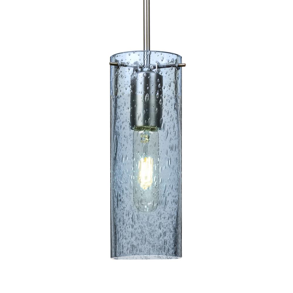 Besa, Juni 10 Cord Pendant, Blue Bubble, Satin Nickel, 1x60W Medium Base, 15Ft. Cord