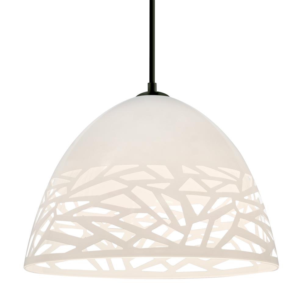 Besa Kiev Pendant, White, Black Finish, 1x9W LED