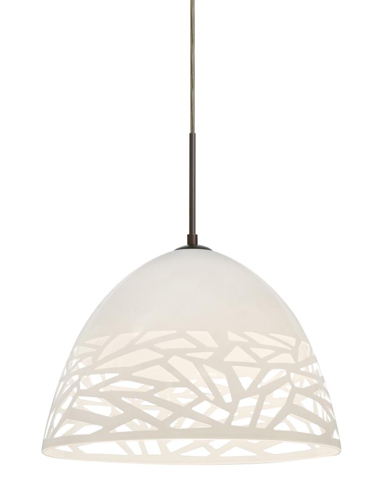 Besa Kiev Pendant, White, Bronze Finish, 1x9W LED