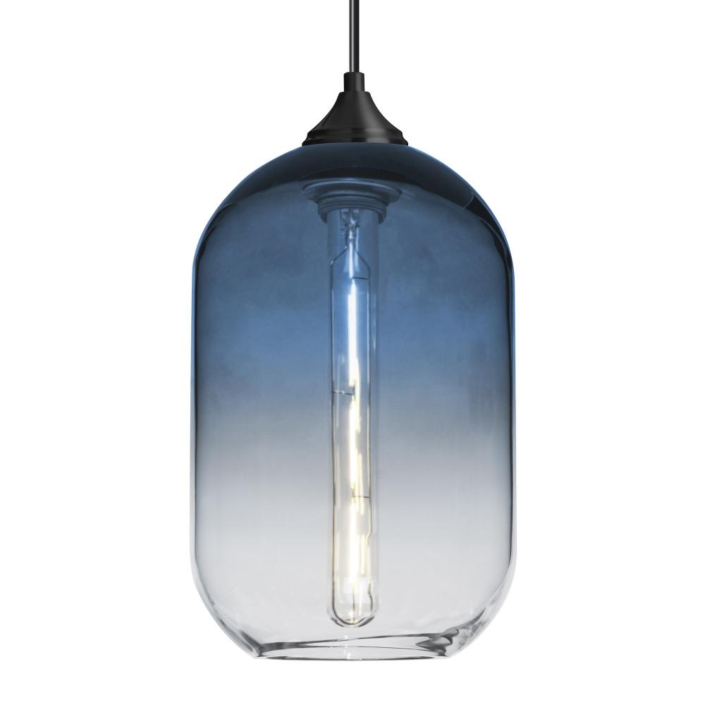 Besa, Omega 12 Cord Pendant, Steel/Clear, Black Finish, 1x4W LED Filament