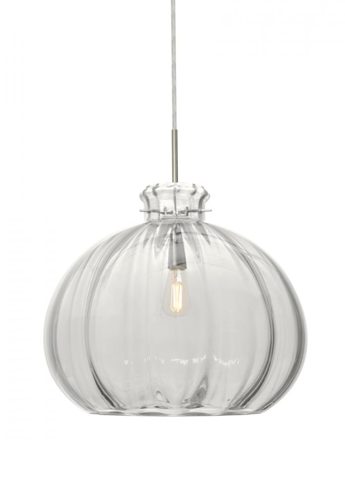 Besa Pendant Pinta 12 Clear Satin Nickel 1x8W LED Filament