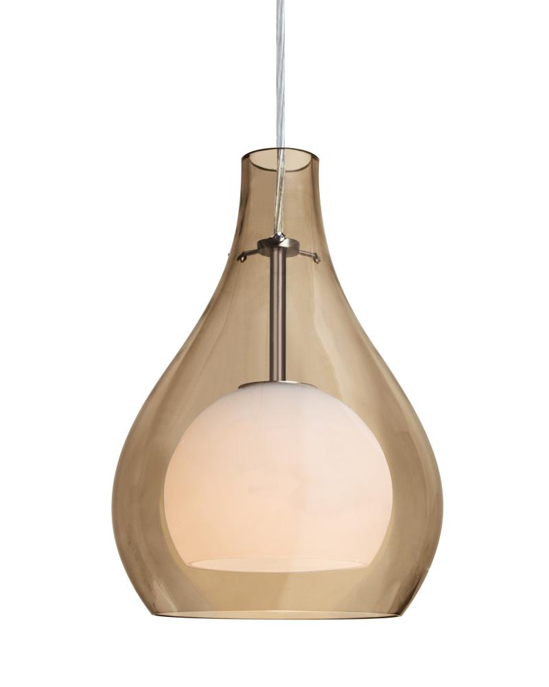 Besa, Elle 11 Cord Pendant, Cognac, Satin Nickel Finish, 1x9W LED