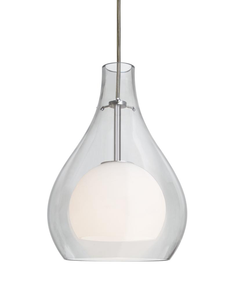 Besa, Elle 11 Cord Pendant, Clear, Bronze Finish, 1x9W LED