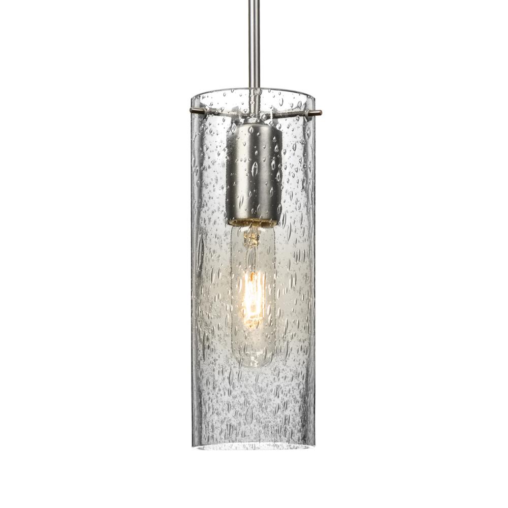 Besa, Juni 10 Cord Pendant, Clear Bubble, Satin Nickel, 1x60W Medium Base, 15Ft. Cord