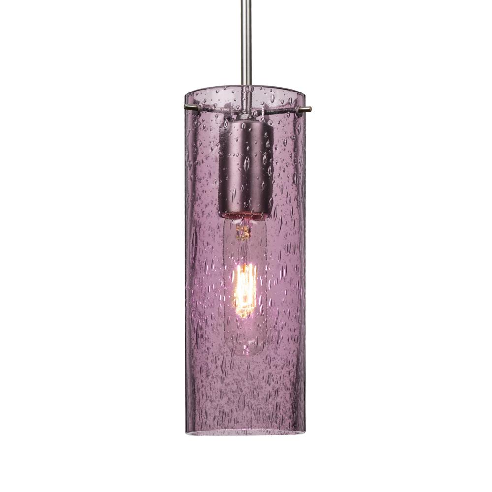 Besa, Juni 10 Cord Pendant, Plum Bubble, Satin Nickel, 1x60W Medium Base, 15Ft. Cord