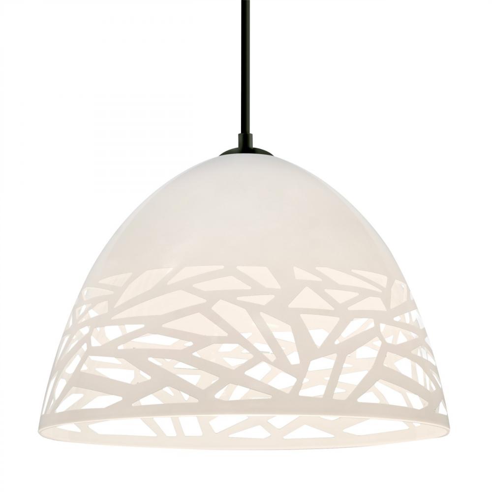 Besa Kiev Pendant, White, Black Finish, 1x9W LED