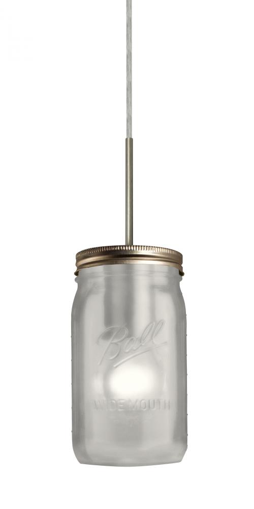 Besa Pendant Milo 4 Satin Nickel White Frost 1x40W Medium Base A15