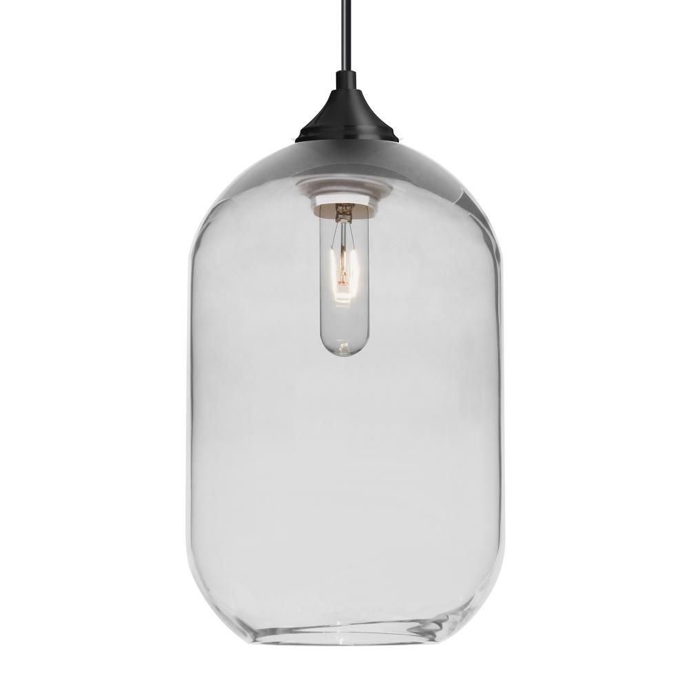 Besa, Omega 12 Cord Pendant,Clear, Black Finish, 1x60W MAX E26 Base