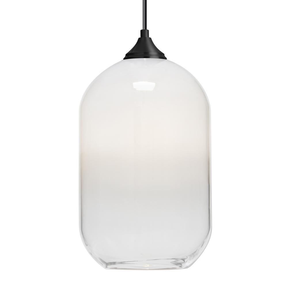 Besa, Omega 12 Cord Pendant,White/Clear, Black Finish, 1x60W MAX E26 Base