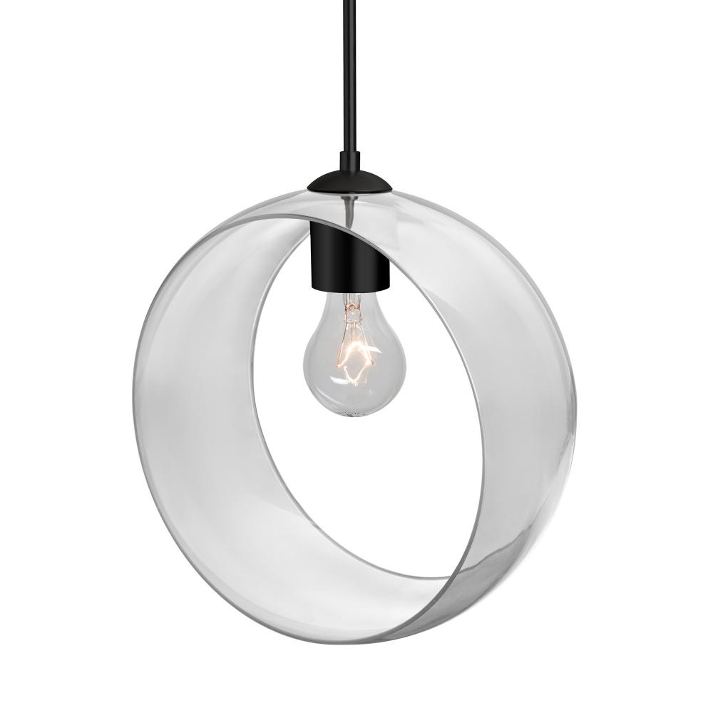 Besa, Plato Cord Pendant, Clear, Black Finish, 1x60W MAX E26 Base