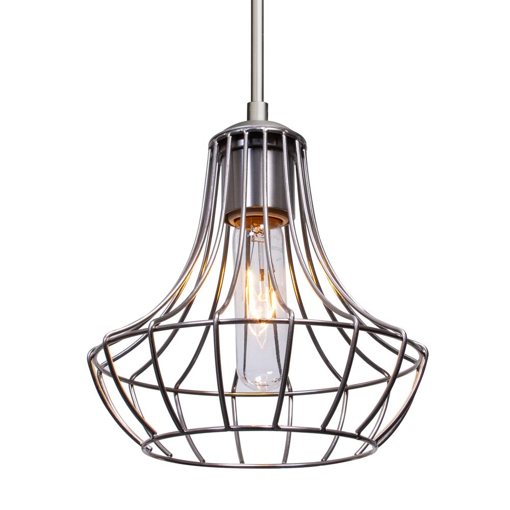 Besa Pendant Spezza 7 Satin Nickel 1x8W LED Filament, 15Ft. Cord