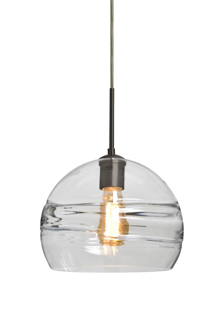 Besa Spirit 10 Pendant, Clear, Bronze Finish, 1x8W LED Filament