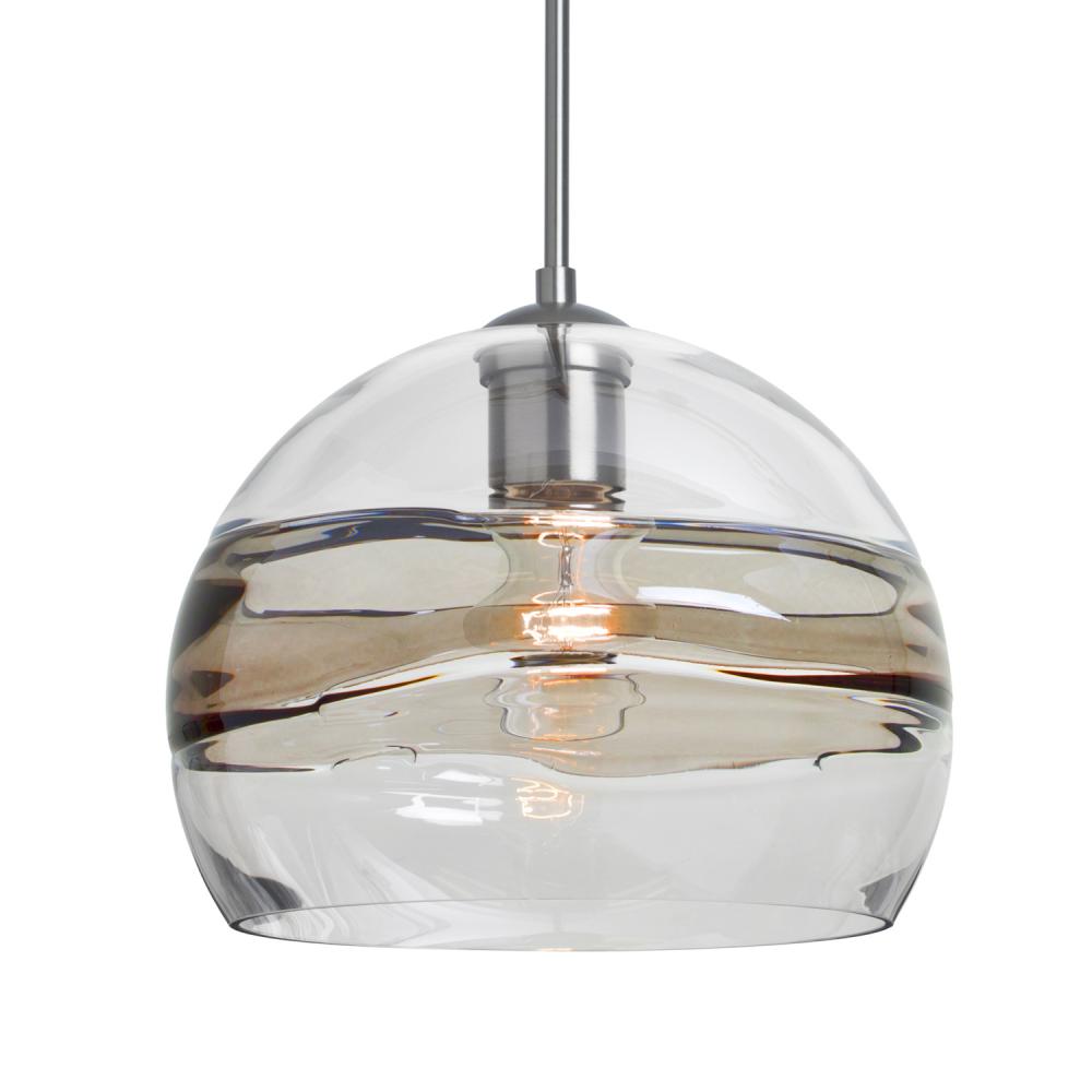 Besa Spirit 10 Pendant, Smoke/Clear, Satin Nickel Finish, 1x60W Medium Base