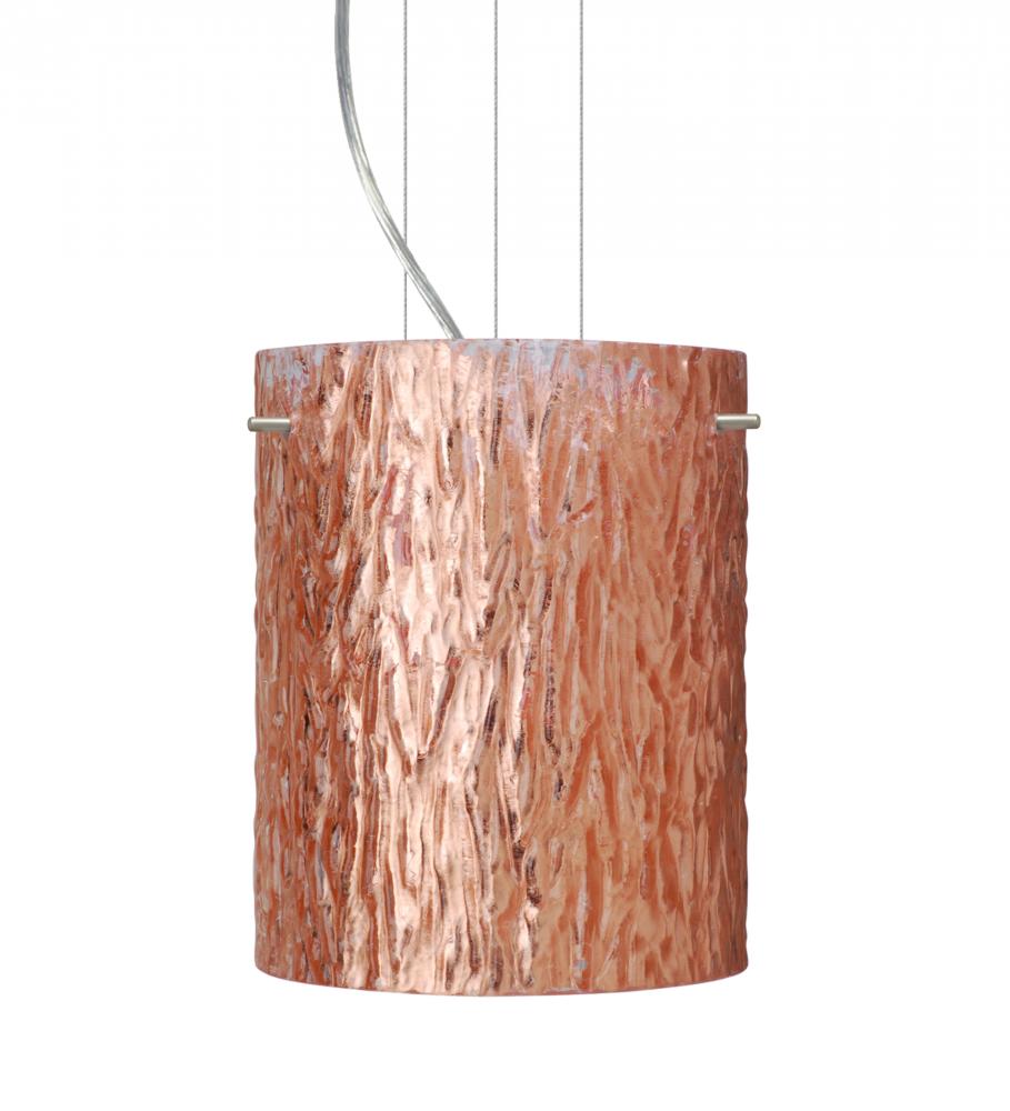 Besa Tamburo 8 Pendant Stone Copper Foil Satin Nickel 1x11W LED