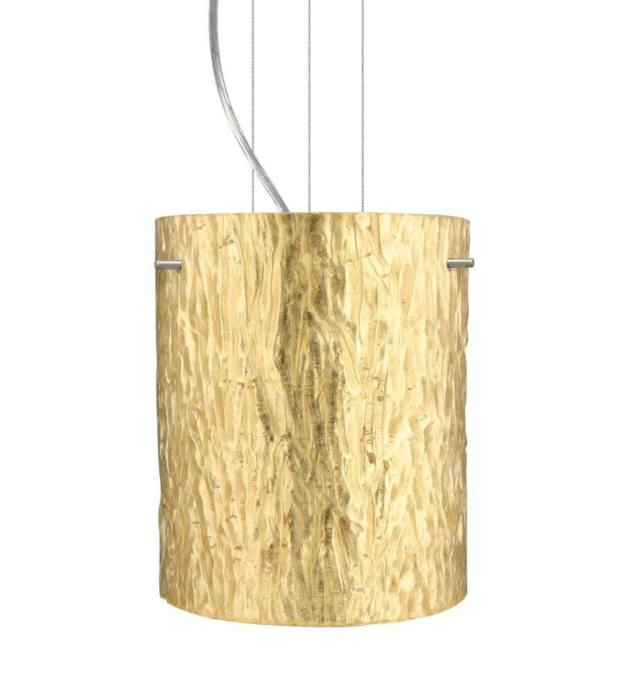 Besa Pendant Tamburo 8 Satin Nickel Stone Gold Foil 1x100W Medium Base