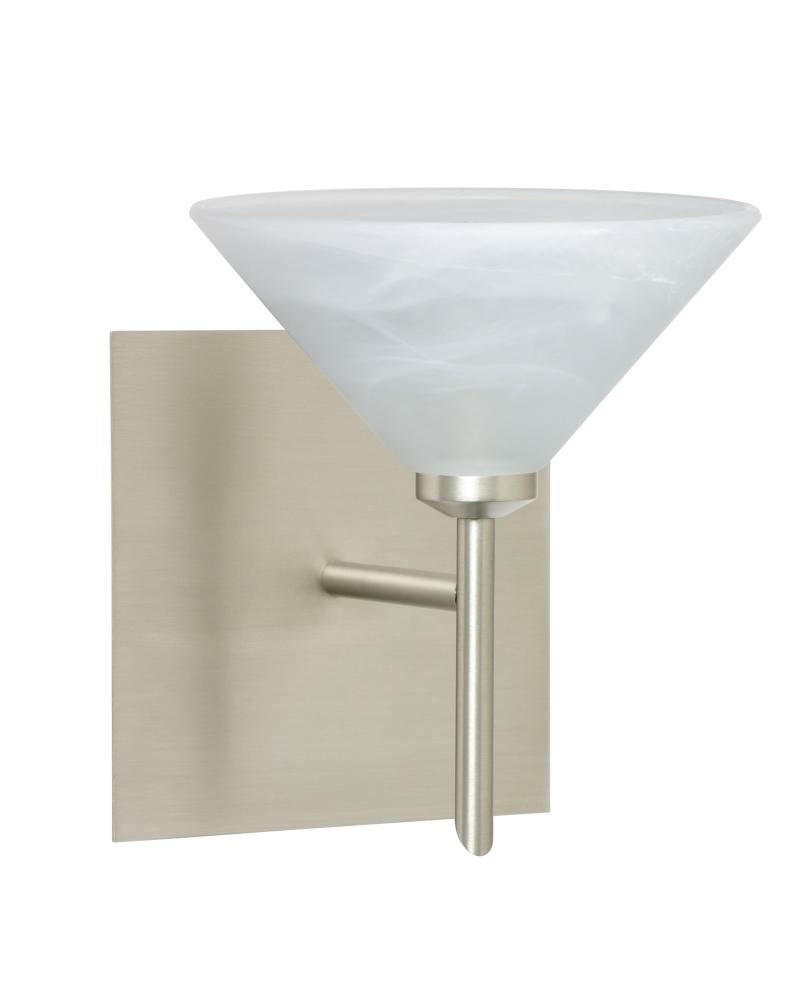 Besa Wall With SQ Canopy Kona Satin Nickel Marble 1x5W LED