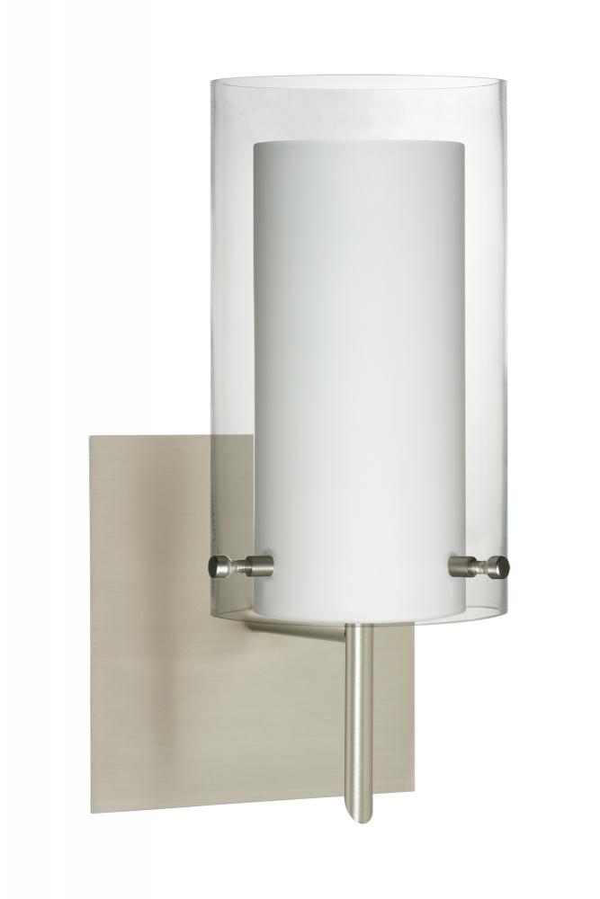 Besa Pahu 4 Wall With SQ Canopy 1SW Clear/Opal Satin Nickel 1x40W G9